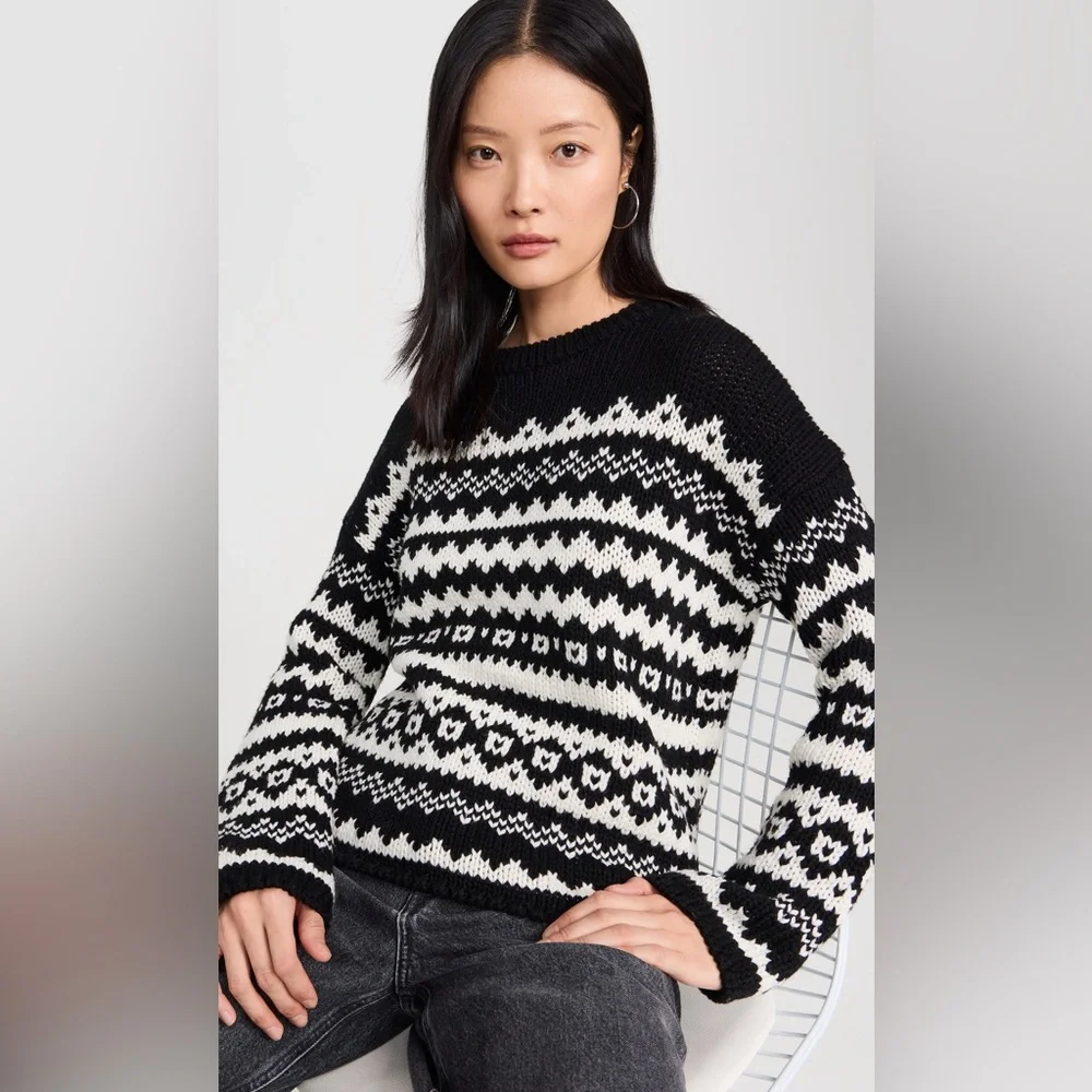 Velvet by Graham & Spencer Women's Maywood Chunky Fair Isle Sweater M - Picture 1 of 12